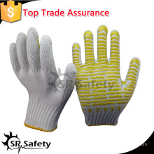 SRSAFETY 10g gelb pvc punktierte Arbeitshandschuhe / Baumwollhandschuhe / Sicherheitshandschuhe
